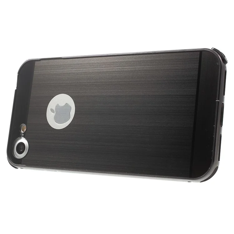 Slide-on Aluminum Alloy Bumper Brushed Plastic Case for iPhone 7 4.7 inch / 8 4.7 inch - Black