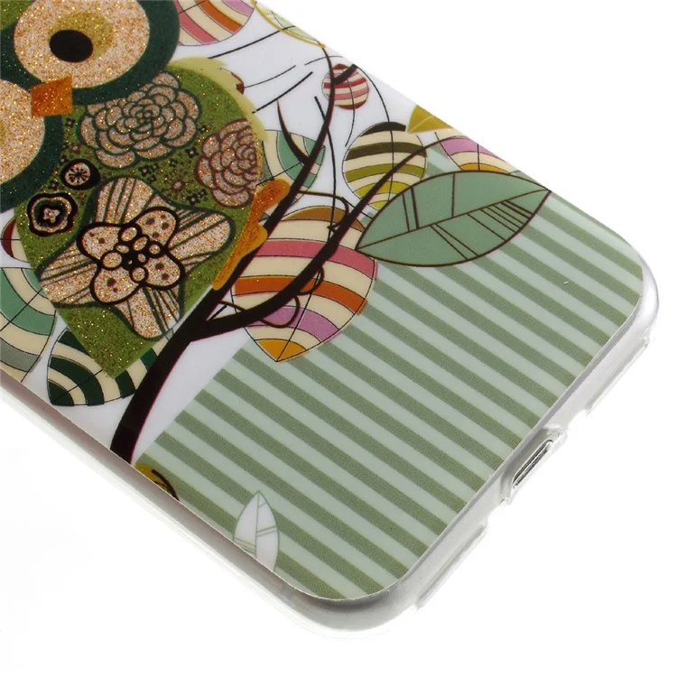 Glittery Soft TPU Back Case for iPhone 8 / 7 4.7 inch - Owl on Branch Painting