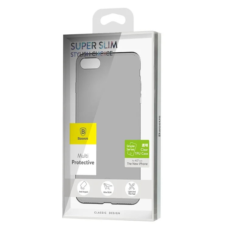 BASEUS Simple Series Clear TPU Cover for iPhone 8 / 7 4.7 inch - Black
