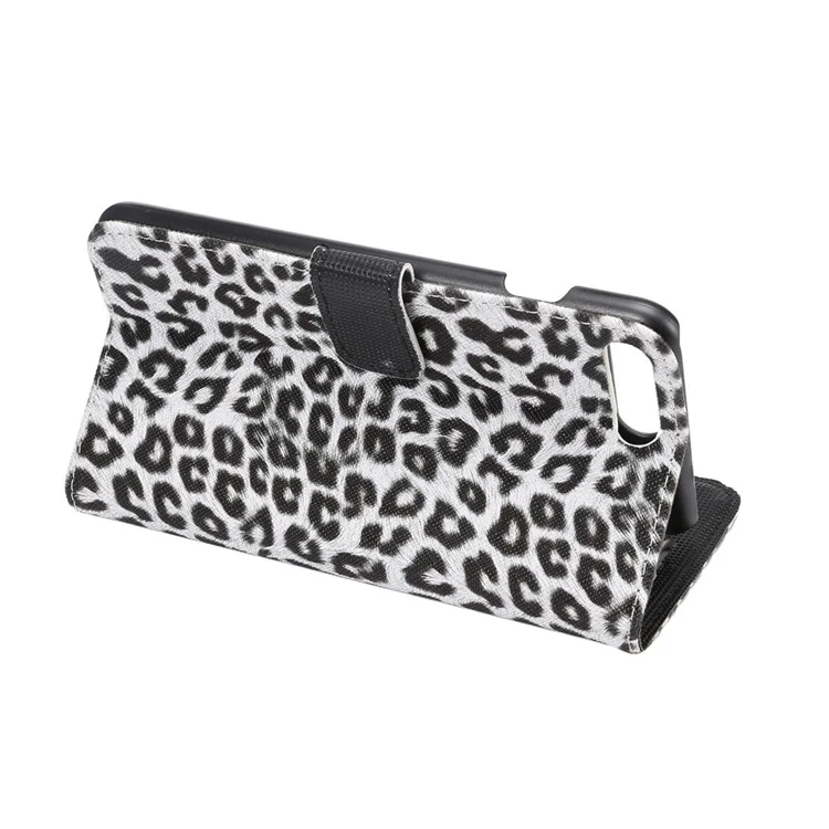 Leopardenmuster Magnetischer Leder -brieftasche Hülle Für Iphone 7 Plus - Weiß