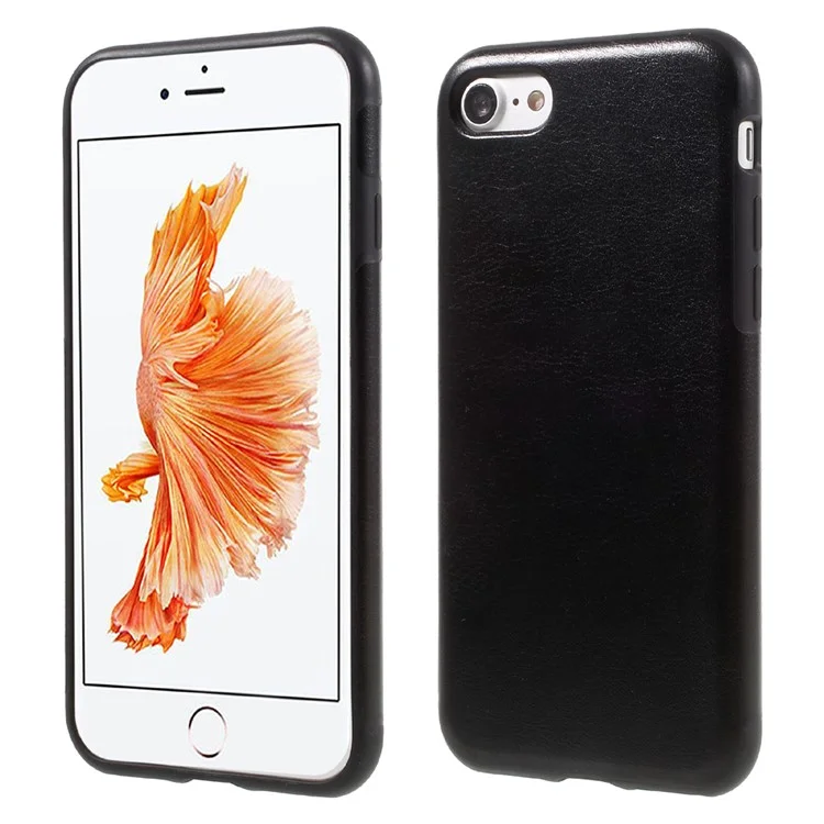 Crazy Horse Leather Coated TPU Back Cover for iPhone 8 / 7 4.7 inch - Black