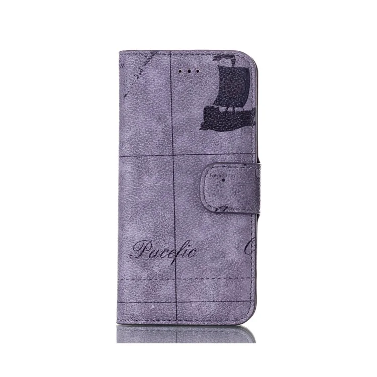 Map Pattern Stand Leather Phone Case with Card Slots for iPhone 8 / 7 4.7 inch - Grey