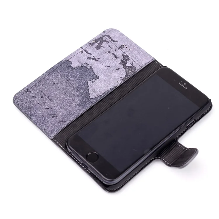 Map Pattern Stand Leather Phone Case with Card Slots for iPhone 8 / 7 4.7 inch - Grey