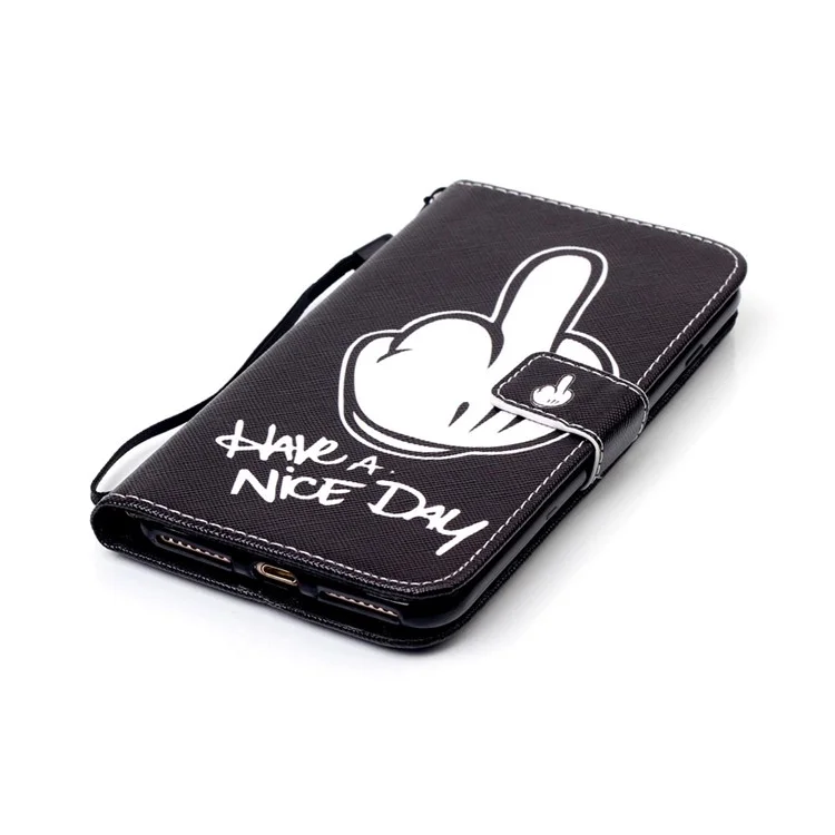 Leather Stand Cover with Card Slots for iPhone 8 Plus / 7 Plus 5.5 inch - Have A Nice Day