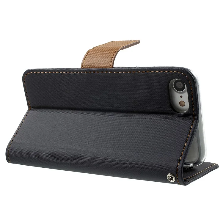 ROAR KOREA Twill Grain Leather Wallet Case for iPhone 8 / 7 4.7 inch - Black