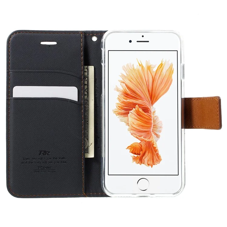 ROAR KOREA Twill Grain Leather Wallet Case for iPhone 8 / 7 4.7 inch - Black
