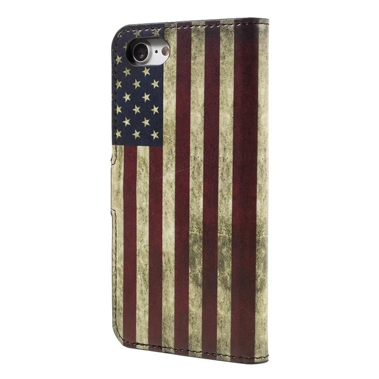 Flip Leather Wallet Stand Case Pour Iphone 7/8 / se (2020) / se (2022) - Drapeau Américain Rétro