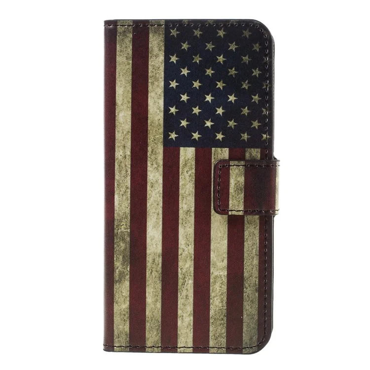 Flip Leather Wallet Stand Case Pour Iphone 7/8 / se (2020) / se (2022) - Drapeau Américain Rétro