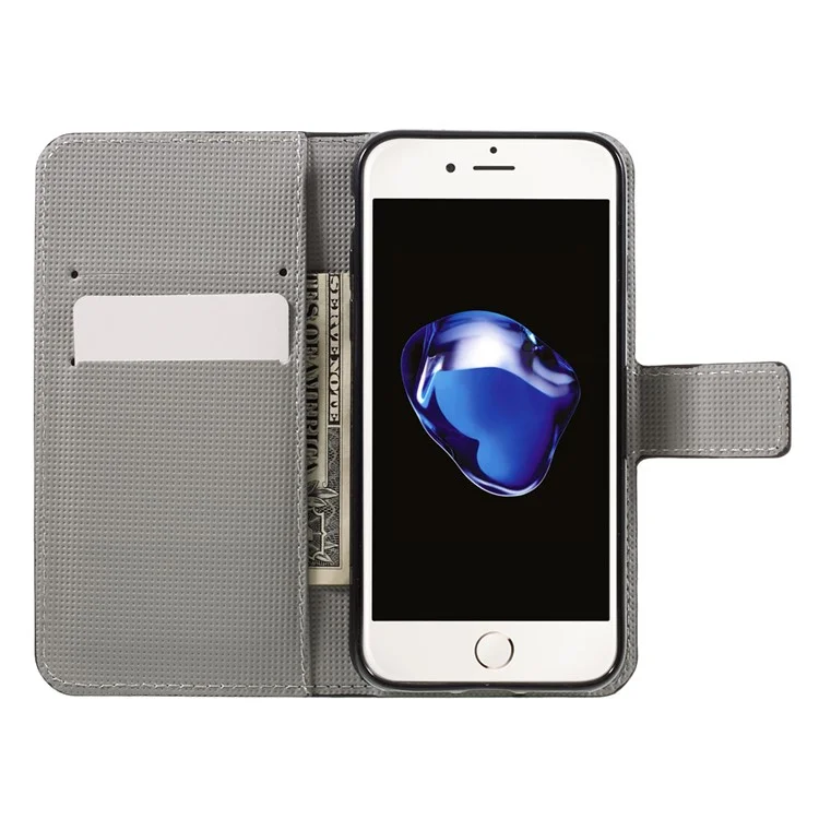 Flip Leather Wallet Stand Case Pour Iphone 7/8 / se (2020) / se (2022) - Drapeau Américain Rétro