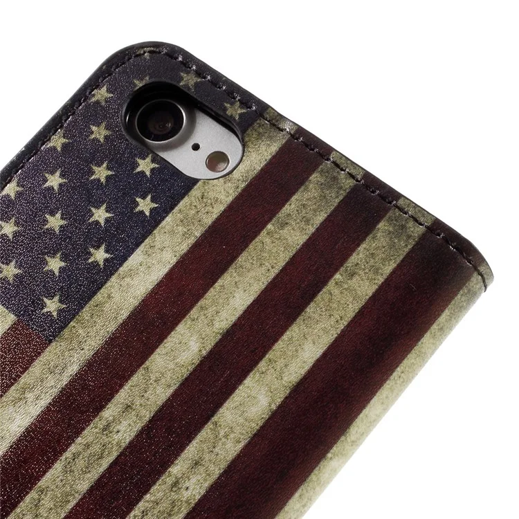 Flip Leather Wallet Stand Case Pour Iphone 7/8 / se (2020) / se (2022) - Drapeau Américain Rétro