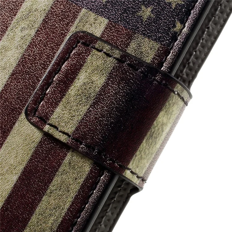 Flip Leather Wallet Stand Case Pour Iphone 7/8 / se (2020) / se (2022) - Drapeau Américain Rétro