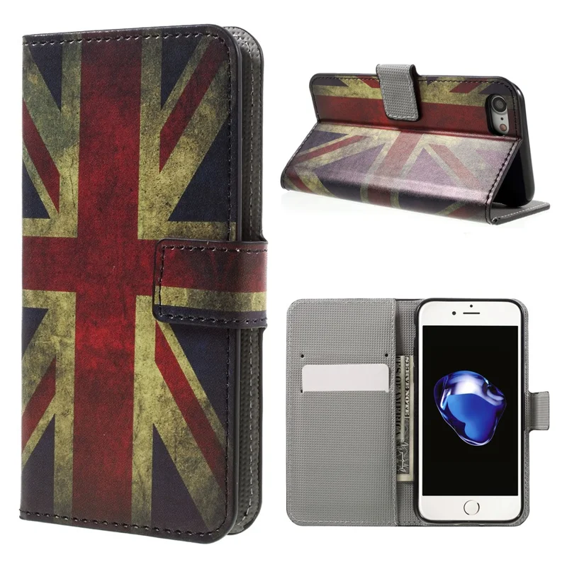Flip Leather Wallet Stand Cover for iPhone 7/8/SE (2020)/SE (2022) - Vintage UK Flag