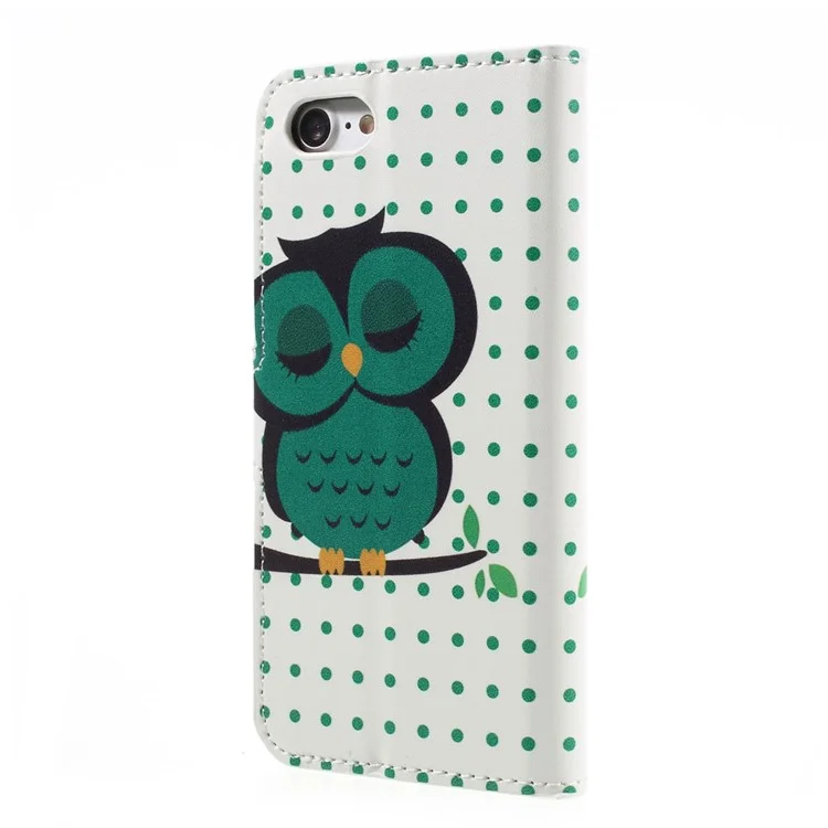 Card Holder Leather Stand Case for iPhone 7/8/SE (2020)/SE (2022) -  Sleeping Owl on Branch
