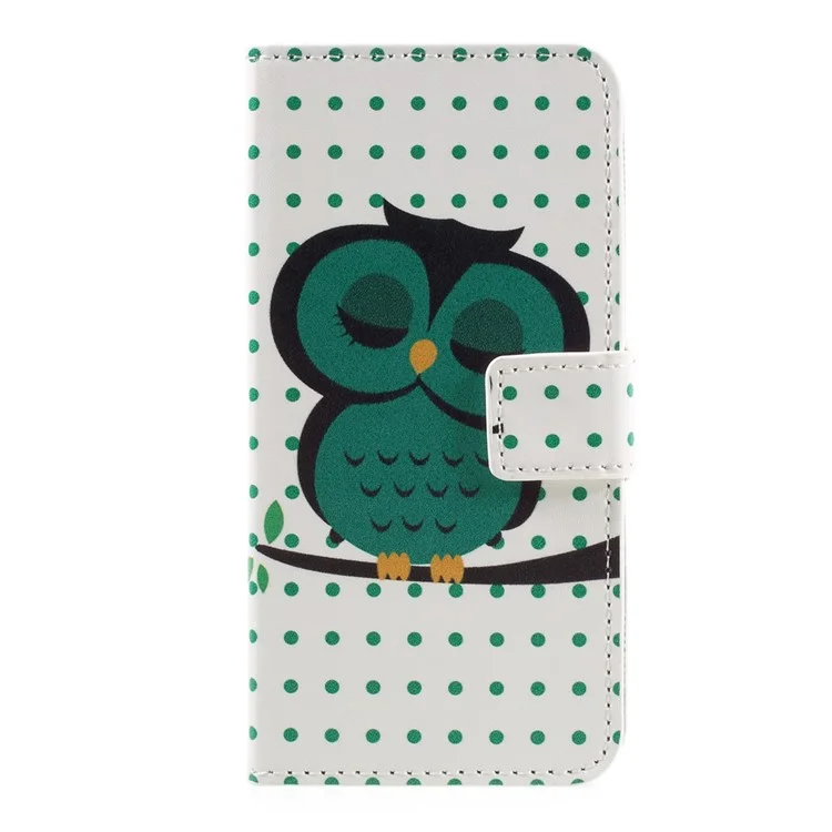 Card Holder Leather Stand Case for iPhone 7/8/SE (2020)/SE (2022) -  Sleeping Owl on Branch