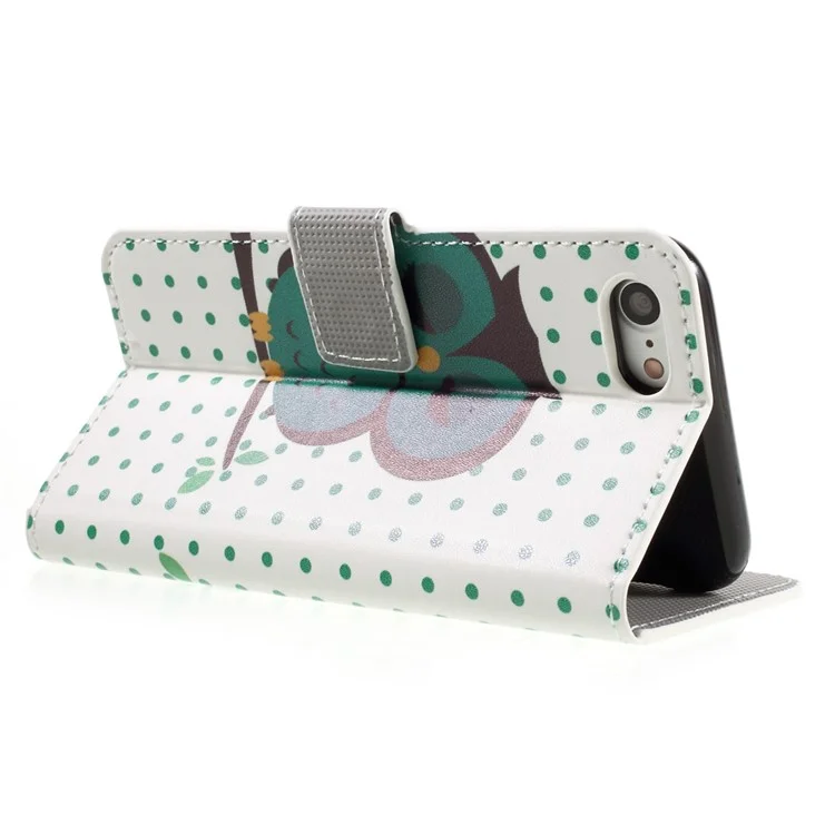 Card Holder Leather Stand Case for iPhone 7/8/SE (2020)/SE (2022) -  Sleeping Owl on Branch