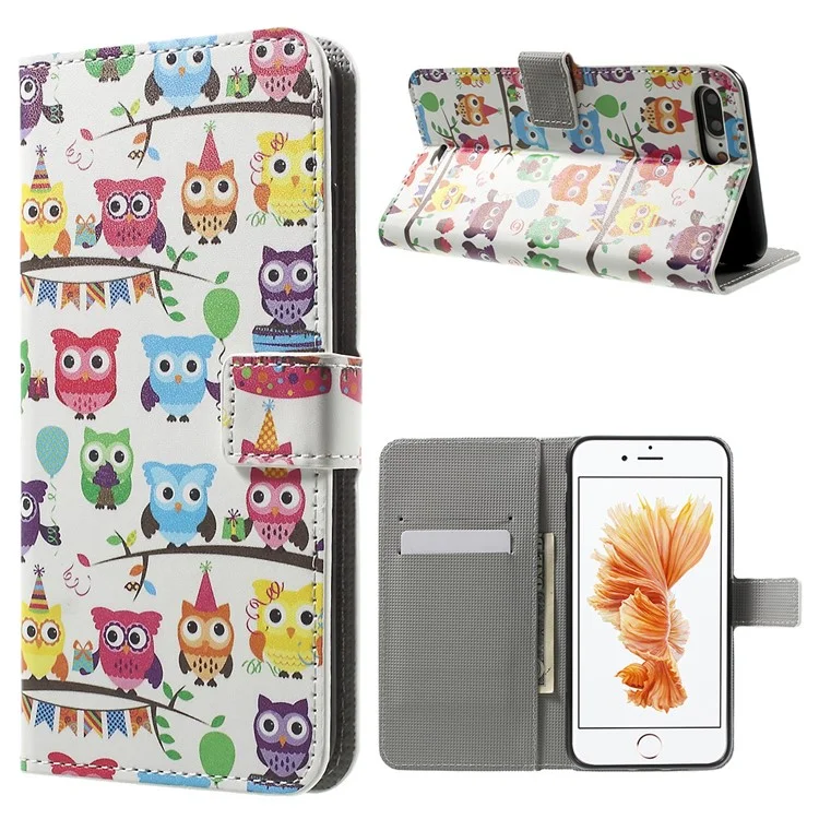 Wallet Leather Stand Case for iPhone 8 Plus / 7 Plus 5.5 inch - Multiple Owls