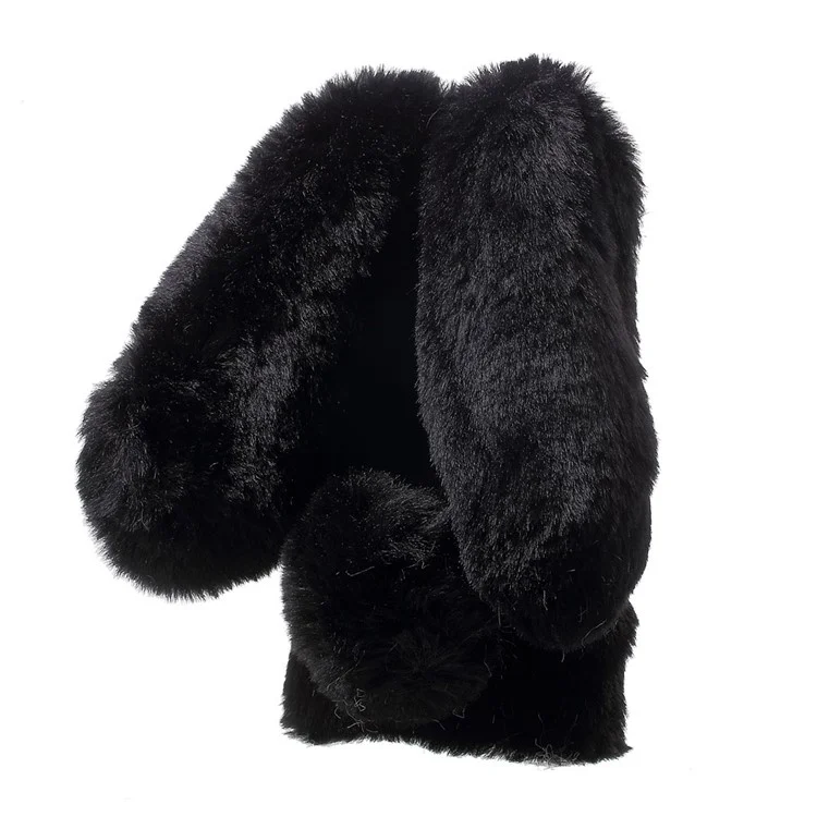 Rabbit Shape Warm Fur TPU Cell Phone Casing for iPhone SE (2020)/SE (2022)/8/7 4.7 inch - Black