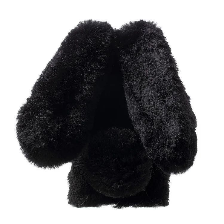 Rabbit Shape Warm Fur TPU Cell Phone Casing for iPhone SE (2020)/SE (2022)/8/7 4.7 inch - Black