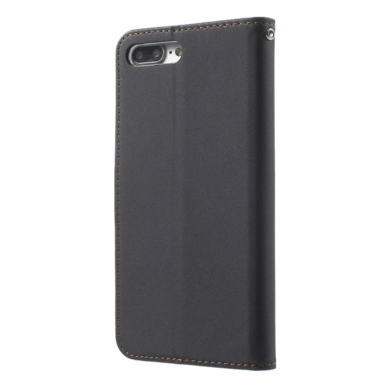 ROAR KOREA Twill Wallet Leather Stand Cover for iPhone 8 Plus / 7 Plus - Black