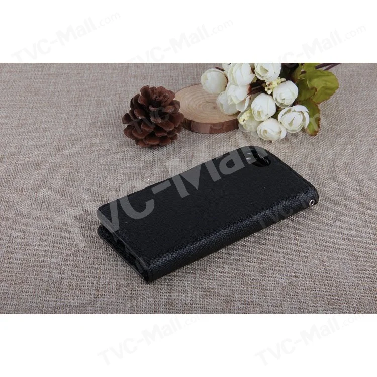 Cross Texture Leather Cover + Detachable TPU Back Case for iPhone 8 / 7 4.7 inch - Black