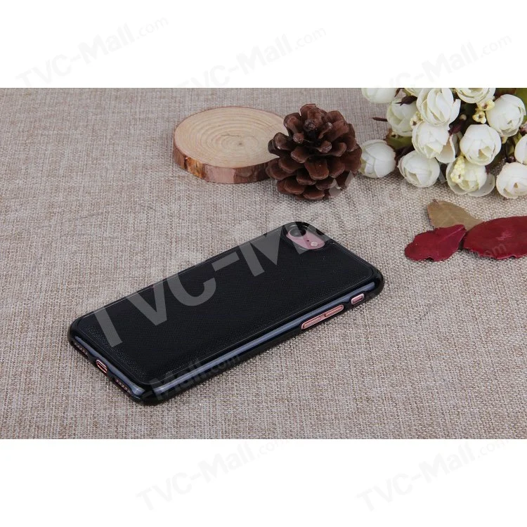 Cross Texture Leather Cover + Detachable TPU Back Case for iPhone 8 / 7 4.7 inch - Black
