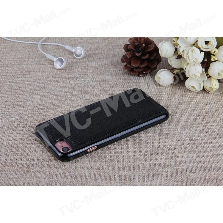 Litchi Skin Wallet Leather Case + Detachable TPU Cover for iPhone 8 / 7 4.7 inch - Black