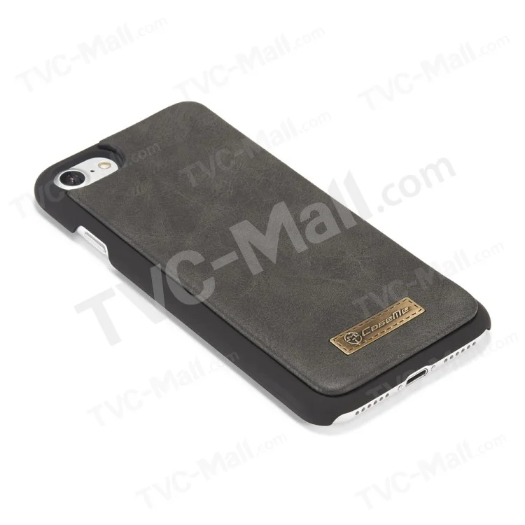 Serie Caseme 007 Para Iphone 7/8/SE (2020)/SE (2022) Neta de Cuero Dividido de Billetera de Tragamonedas 2-in-1. - Negro