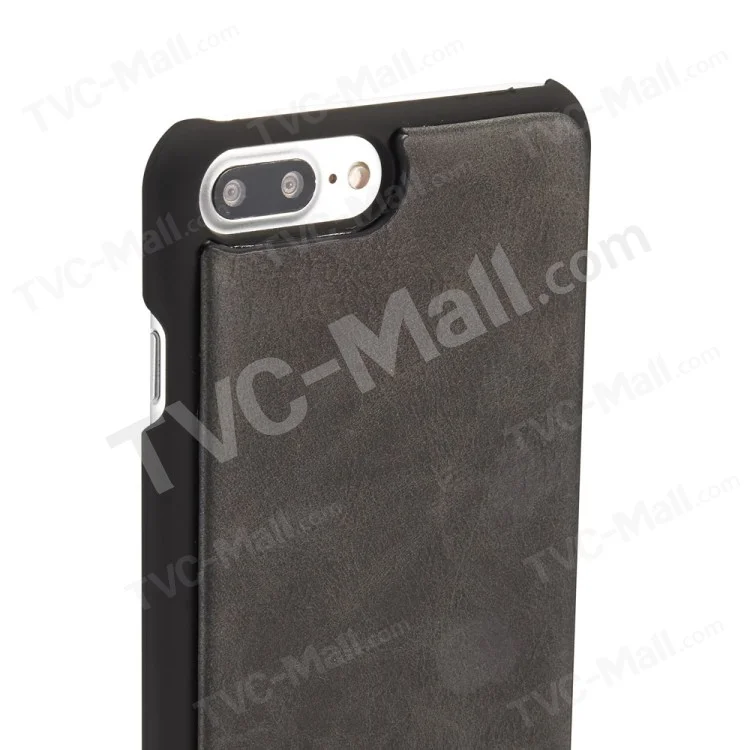 Caseme Para IPhone 8 Plus / 7 Mais 14 Slots Carteira Destacável 2-em-1 PC Genuine Split Case De Couro - Preto