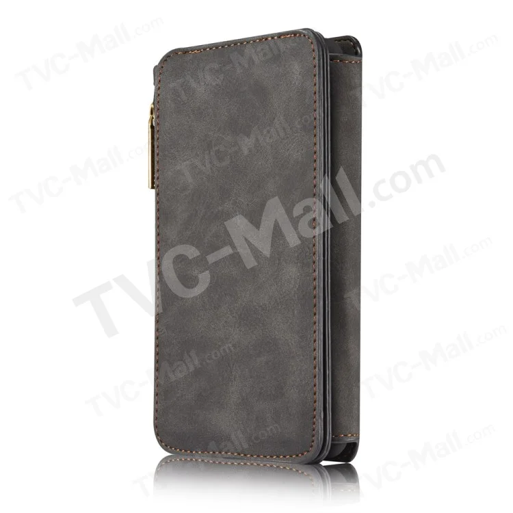 Caseme Per IPhone 8 Plus / 7 Plus 14 Slot Portafoglio STACCHIA A 2 IN 1 PC Genuine Custodia In Pelle Divisa - Nero