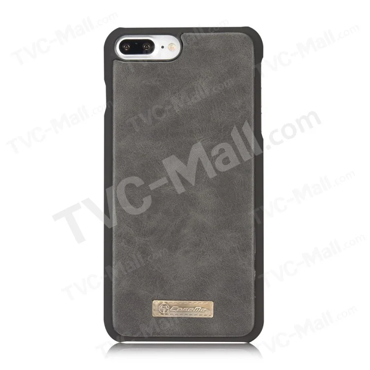 Caseme Para IPhone 8 Plus / 7 Mais 14 Slots Carteira Destacável 2-em-1 PC Genuine Split Case De Couro - Preto