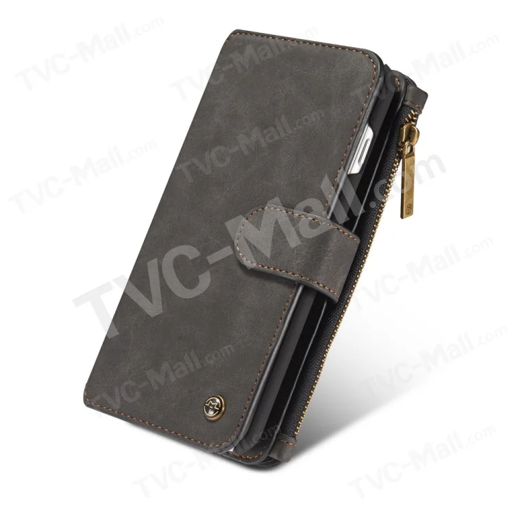 Caseme Per IPhone 8 Plus / 7 Plus 14 Slot Portafoglio STACCHIA A 2 IN 1 PC Genuine Custodia In Pelle Divisa - Nero