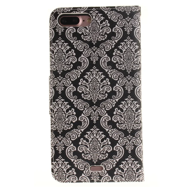 Wallet Leather Stand Case for iPhone 8 Plus / 7 Plus - Damask Flowers