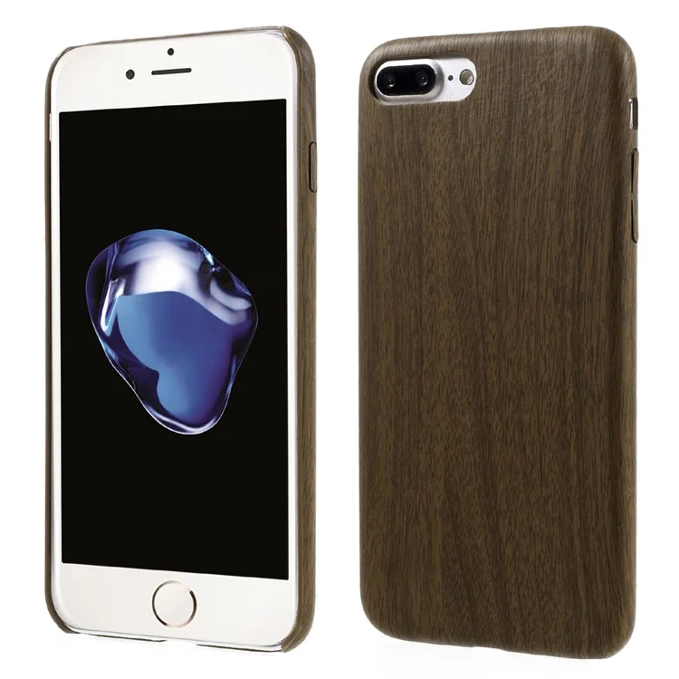 Wood Texture Leather Protective Phone Case for iPhone 8 Plus / 7 Plus - Brown