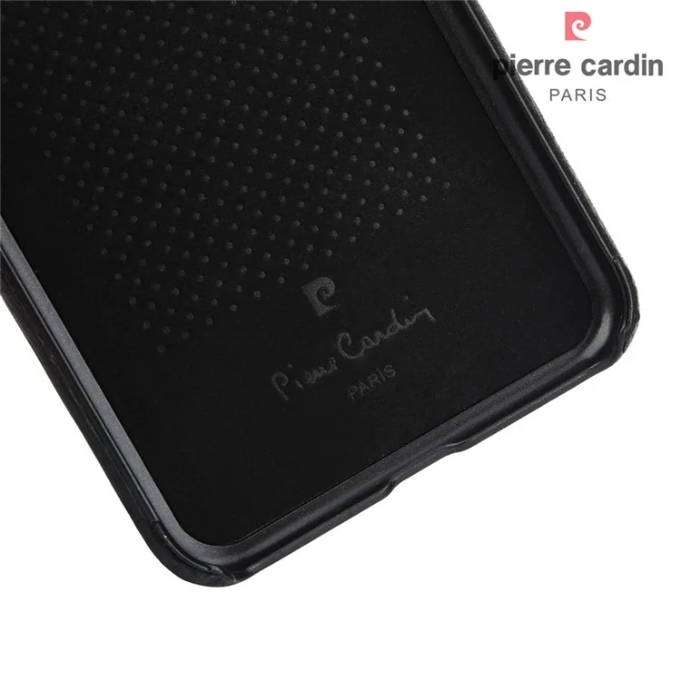 PIERRE CARDIN 7 Card Slots Genuine Leather Coated Hard Case for iPhone 8 Plus / 7 Plus - Black