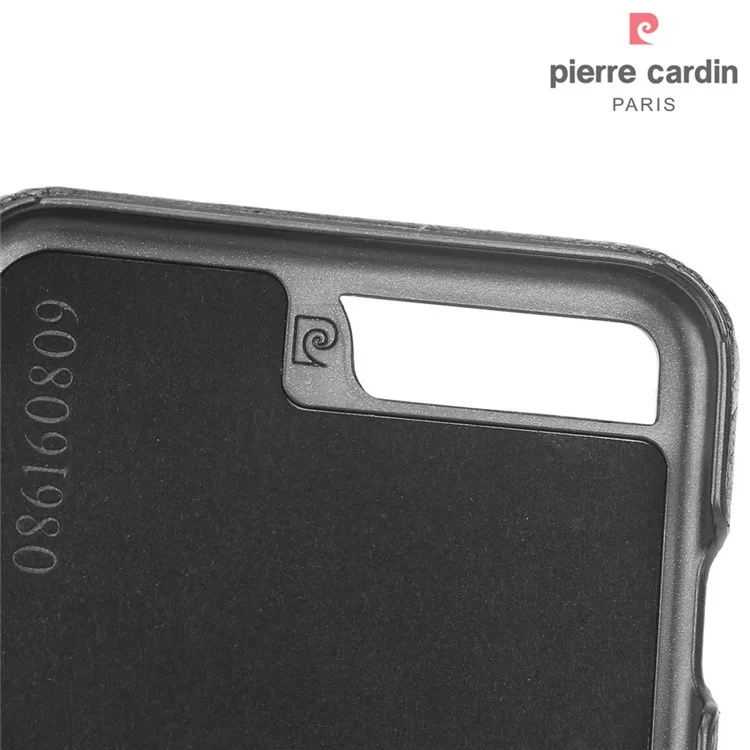 PIERRE CARDIN Genuine Leather Coated PC Back Case for iPhone 8 Plus / 7 Plus - Black