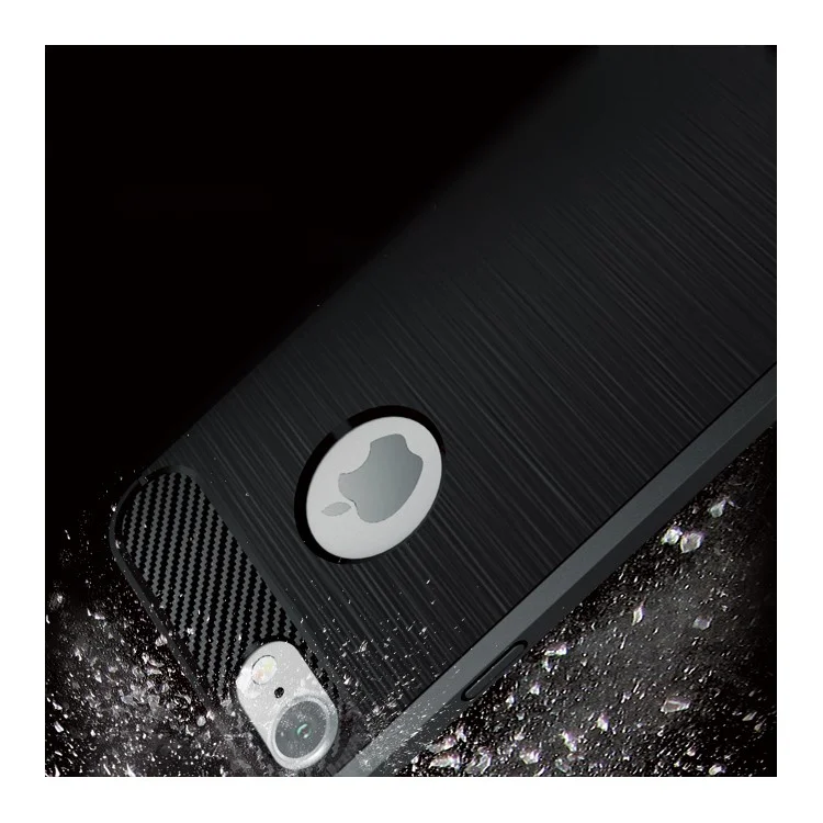 IPAKY Brushed TPU Cover Case for iPhone 7 4.7 with Carbon Fiber Decorated  - Grey
