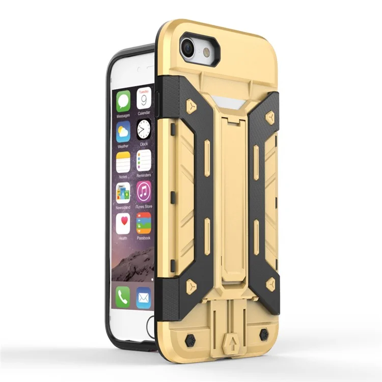 Armor PC + TPU Kickstand Card Holder Cover for iPhone 8/7 4.7 inch - Gold
