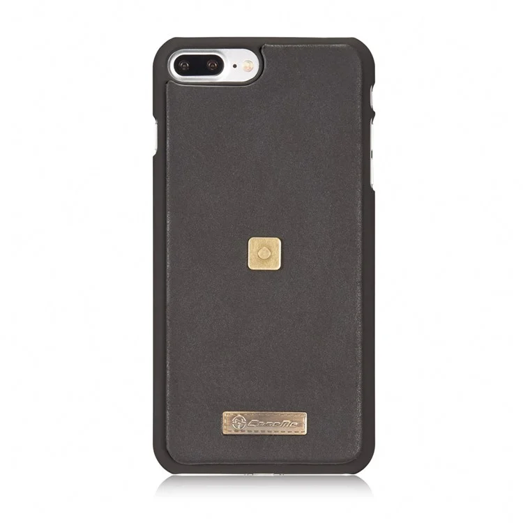 CASEME for iPhone 8 Plus / 7 Plus Detachable 2-in-1 Metal Clip Wallet Retro Split Leather Case - Black
