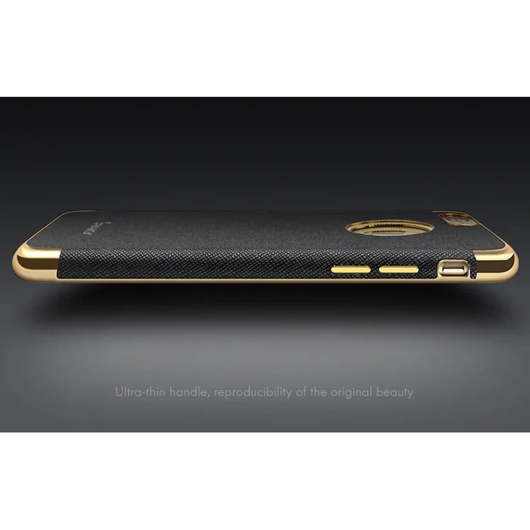 IPAKY Cross Texture Leather Coated Plating TPU Case for iPhone 7 4.7 - Black