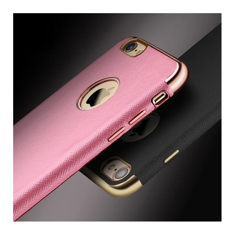 IPAKY Cross Texture Leather Coated Plating TPU Case for iPhone 7 4.7 - Black