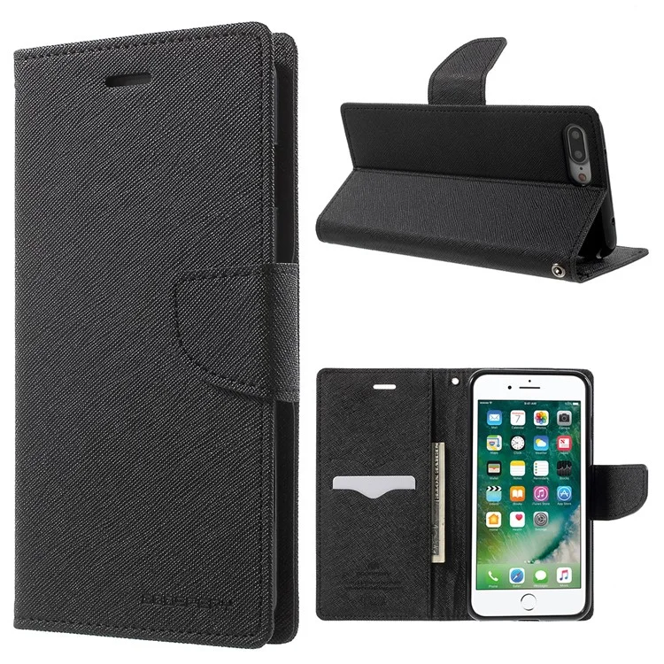 MERCURY GOOSPERY Leather Wallet Case for iPhone 8 Plus / 7 Plus - Black