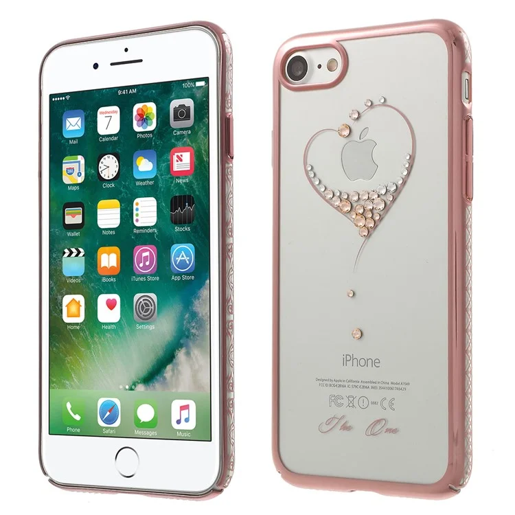 Kingxbar Crystal Slate PC Shell Para Iphone SE (2020)/SE (2022)/8/7 4.7 Pulgadas (borde de Oro Rosa) - el Deseo de Las Estrellas