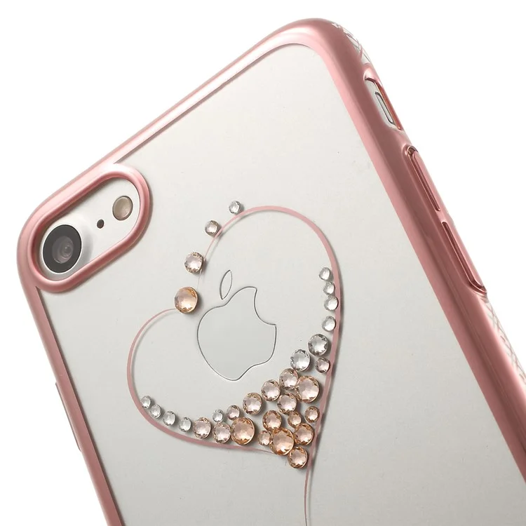 Kingxbar Crystal Slate PC Shell Para Iphone SE (2020)/SE (2022)/8/7 4.7 Pulgadas (borde de Oro Rosa) - el Deseo de Las Estrellas