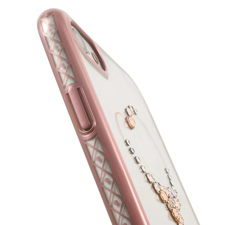 Kingxbar Crystal Slate PC Shell Para Iphone SE (2020)/SE (2022)/8/7 4.7 Pulgadas (borde de Oro Rosa) - el Deseo de Las Estrellas