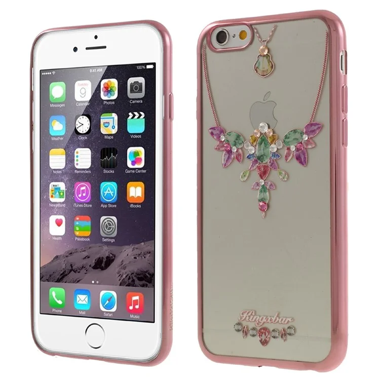KINGXBAR for iPhone 6s Plus / 6 Plus Swarovski Diamond TPU Phone Cover - Purple & Green Pendant