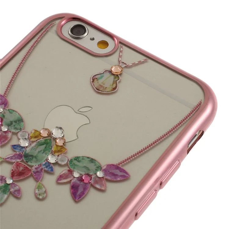 KINGXBAR for iPhone 6s Plus / 6 Plus Swarovski Diamond TPU Phone Cover - Purple & Green Pendant