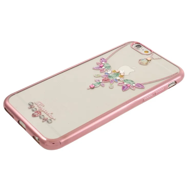 KINGXBAR for iPhone 6s Plus / 6 Plus Swarovski Diamond TPU Phone Cover - Purple & Green Pendant