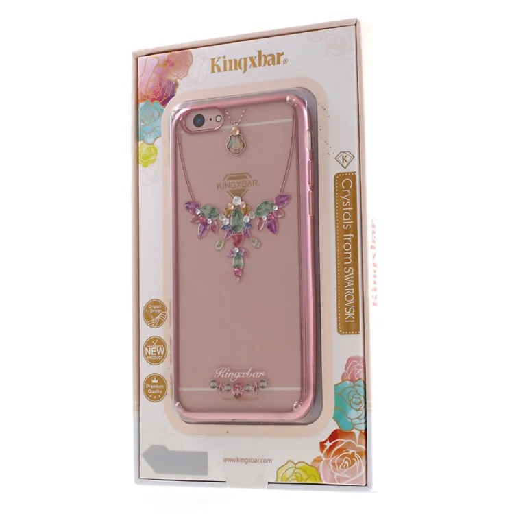 KINGXBAR for iPhone 6s Plus / 6 Plus Swarovski Diamond TPU Phone Cover - Purple & Green Pendant