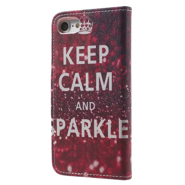 Pattern Printing Leather Wallet Case for iPhone 8 / 7 4.7 inch - Keep Calm and Sparkle