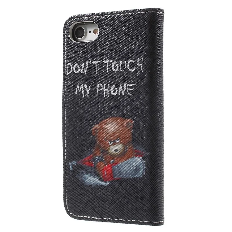 Pattern Printing Leather Wallet Shell for iPhone 7/8/SE (2022)/SE (2022) - Do Not Touch My Phone and Cool Bear